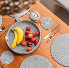 9-Piece Cotton Rope Placemats, Coasters & Holder, Heather Gray - Image 3