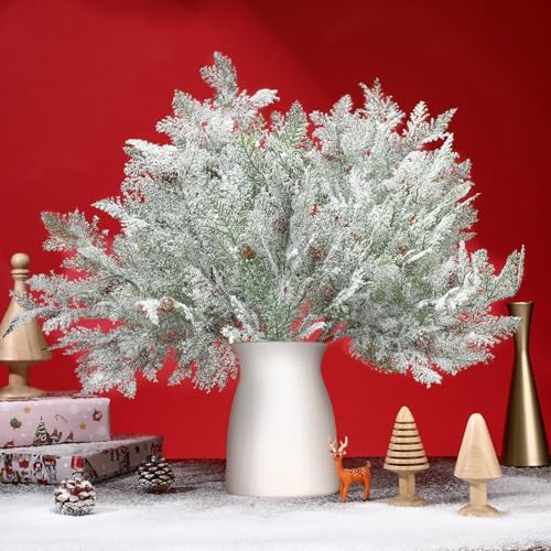 Giegxin 12 Pcs 18 Inch Christmas Snow Frosted Pine Branches - Image 4