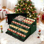 Christmas Ornament Storage Box - Ultra Large Drawer Ornament Organizer with 8 Separate Trays & Adjustable Dividers, Portable Ornaments Box with Cover & Handle for Holiday Decorations(Green) - Image 7