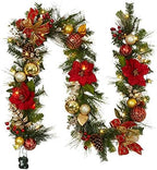 Garvee 9 ft Christmas Garland with Lights for Mantle, Red Gold by Garvee