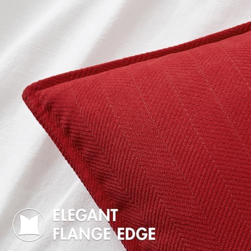MIULEE Pack of 2 Christmas Red Euro Shams Chenille Pillow Covers 26x26 Inch - Image 4