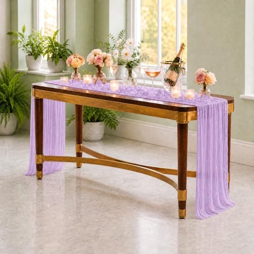 16 Pack Lavender Cheesecloth Table Runners, 20x120 Inch - Image 2