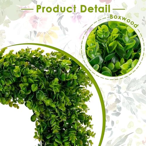 Square Wreaths for Front Door Decor Artificial Flower, 20" Boxwood - Image 4