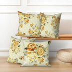 Yellow Flower Throw Pillow Covers 22"x22" Set of 4, Vintage Floral Sofa Cushion Cover for Chair Couch Bed Living Room Office Car Garden Patio Farmhouse Indoor Outdoor Decorative - Image 5
