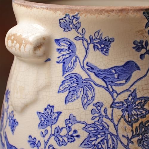English Country Ceramic Planter, 6.7" Chinoiserie Vase & Utensil Holder - Image 4