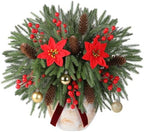 30PCS Christmas Real Touch Norfolk Pine Stems with Pinecones Berry Stems by JUSTOYOUARTIFICIALFLORAL