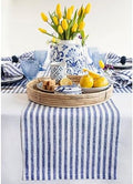Solino Home 100% Pure Linen Table Runner, 14 x 108 in, Navy, Amalfi Stripe by SolinoHome