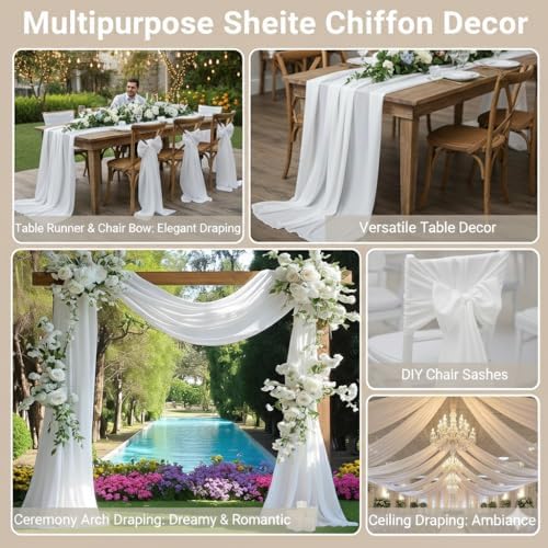 MDS Pack of 5 | Yellow Gold | 10ft Chiffon Table Runner 29x120 Inches Long Romantic Rustic Sheer Gauze Runner for Wedding Bridal Shower Birthday Banquets Engagement Spring Easter Boho Decorations - Image 6