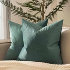 JUSPURBET 28x28 Euro Velvet Throw Pillow Covers Set of 2,Emerald by JUSPURBETHOME