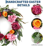 18in Summer Wreath for Front Door, Realistic Artificial Floral Door Wreath with Real Rattan Base, Includes 2 Matching Bouquets, Fake Flower for Spring Front Home, Mother's Day - Image 4