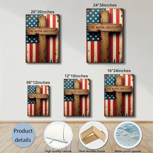 Ship Next Day – Framed American Flag Canvas Art, Patriotic Wall Decoration, Christian Home Decor, Independence Day Gifts, Stars and Stripes Painting, Made in USA - Image 6