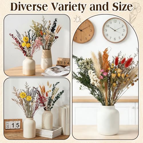 6 Bunches Large Size Dried Flower Bouquet 15 -17 Inch Natural Various Dried Flower Combinations with Wildflowers Dry Rose Lavender Forget Me Not Babys Breath for Vase Boho Wedding Farmhour Home Decor - Image 6