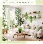 XunYee 12 Pack Fake Plants & Hanging Plant Set for Wall Plant Decor, Black - Image 5