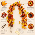 13.2ft Fall Decoration for Home Fall Leaf Garland with Light Indoor Outdoor - Image 3