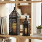Vela Lanterns Decorative Indoor Black Moroccan Temple Lanterns, Set of 4 - Image 5