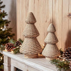 DN DECONATION Brown Christmas Tree Figurines, Natural Rattan Style Decor - Image 2