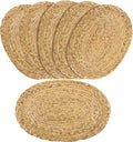 Set of 6 Braided Placemats, Water Hyacinth Woven Placemats Oval Table Mats Non Slip Washable 16 * 12 inch Oval Place Mats (6, Brown Water Hyacinth Placemats) by Unknown