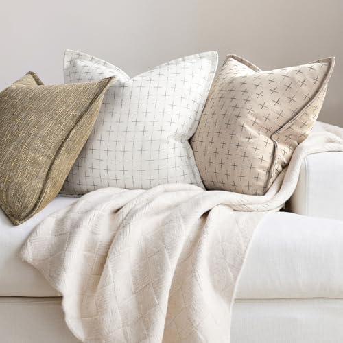ZWJD Pillow Covers 22x22 Set of 2 Soft Polyester Textured Pillow Covers with Stylish Flange Edge Cozy Farmhouse Throw Pillows for Couch Bed Sofa Living Room - Image 4