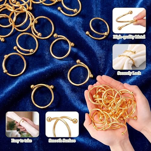 50 Pcs Gold Spiral Napkin Rings Bulk Metal Napkin Holder Buckles - Image 3