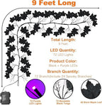 9 FT 72 LED Willow Vine Twig Decor Black Halloween Garland with Purple Lights, 8 Modes & Timer Waterproof Battery Operated for Home Fireplace Mantle Wall Office Indoor Halloween Decorations Party - Image 3
