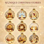 Glowing Christmas Story Ornaments, 9-Piece Light Up Mini Scene Set (Set A) - Image 2