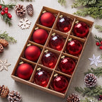 Seenelling 12 Pcs Christmas Glass Ball Ornaments 3.15 Inch, Burgundy by QianRuu