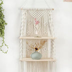 Macrame Wall Hanging Shelf,Boho Woven Tassel Shelves Plant Holder - Image 5