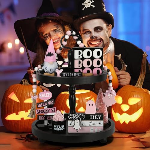 Pink Halloween Decorations 8PCS Tiered Tray Decor for Home Office - Image 7