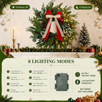 Christmas Wreath with Lights 24", Christmas Wreaths for Front Door, 50 LED - Image 3