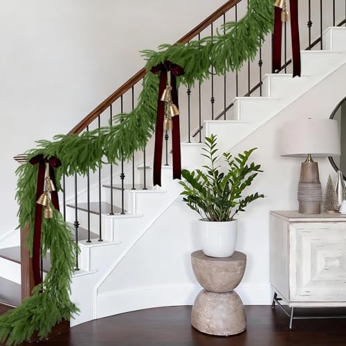 N&T NIETING 9FT Christmas Norfolk Pine Garland Real Touch Artificial Christmas Green Xmas Garland for Mantle, Table Holiday Fireplace Staircase Indoor Outdoor Christmas Decorations - Image 5