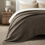 EVERGRACEHOME Chunky Chenille Knit Throw Blanket, 90 x 90, Mocha Brown - Image 2
