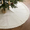 60 inch Christmas Tree Skirt: Large Tree Skirt for 9ft Tree, Braided Cable Knit Cream White Tree Skirt, Vintage Tree Skirts, Rustic Farmhouse Christmas Decorations by LimBridge