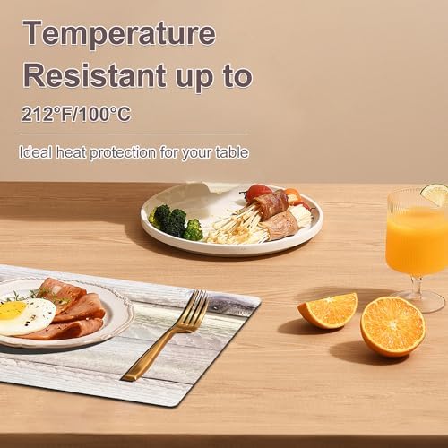 Farmhouse Placemats Set of 4 - Driftwood Faux Leather Heat Resistant Placemat for Dinner Table, Non-Slip Waterproof Oil-Proof Washable Reusable for Indoor Outdoor Kitchen Decor, 15.75In*11.81In - Image 3