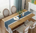 Farmhouse Rustic Faux Linen Dining Table Runner 15 x 79 Inch Blue - Image 3