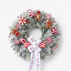 Winter Christmas Wreath Candy Cane Gingerbread for Front Door, 18" Christmas Red White Xmas Indoor Outdoor Wreath, Holiday Wreaths for Window Wall by Unknown