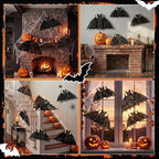 Threehoney 3 Pcs Halloween Hanging Rattan Bat for Indoor Outdoor Home Door - Image 4