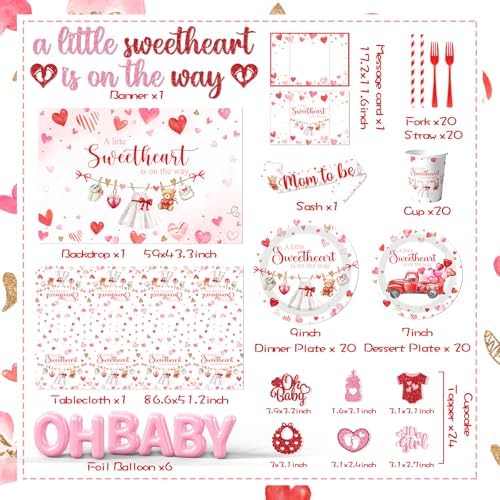 A Little Sweetheart is On The Way Decorations - 267Pcs Valentines Day Bear Truck Little Sweetheart Theme Balloon Arch Garland Set for Baby Shower Party Decoration - Image 5