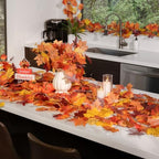 CQURE 14 Pack Fall Leaf Garland, Total 109.2Ft Artificial Fall Maple Leaves Autumn Vines Garland Thanksgiving Decor for Home Fireplace Party - Image 7