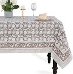 CPC Rustic Brown Tablecloth 100% Cotton 72x140 Inch Indian Block Print Rectangle Table Cover, Table Cloth for Gifting in Weddings, Halloween, Fall, Christmas, Thanksgiving by COTTONPRINTCLUB