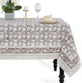CPC Rustic Brown Tablecloth 100% Cotton 60x60 Inch Indian Block Print Rectangle Table Cover, Table Cloth for Gifting in Weddings, Halloween, Fall, Christmas, Thanksgiving by COTTONPRINTCLUB