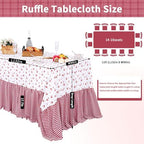 Red Ruffle Tablecloth Plaid Table Cloth - 80 x 120 Inch Waterproof Tablecloths Rectangle Washable Polyester Red bow Table Cover for Birthday Wedding Dinner Picnic Mother's Day Party Decoration - Image 2