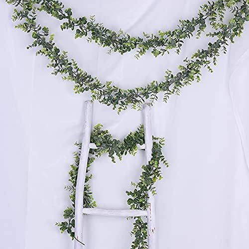 DearHouse 6 Pack Faux Eucalyptus Garland Plant, Artificial Vines Hanging Eucalyptus Leaves Greenery Garland for Wedding Backdrop Arch Wall Decor, 5.9 Feet/pcs UV Protected Indoor Outdoor - Image 7