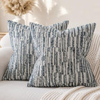 a moment Boho Striped Decorative Throw Pillow Covers 22"X22" Set of 2,Blue by amoment