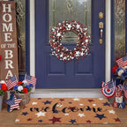 Tingjoo 2 Pcs 4th of July Door Mat and Patriotic Wreath for Front Door - Image 5