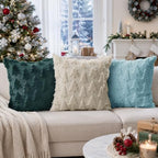 DFXSZ Christmas Tree Pillow Covers 18x18 Set of 2 Christmas Decor Blue - Image 2