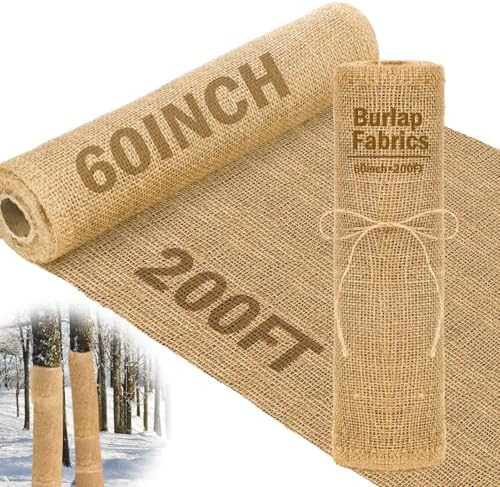 Buryeah 1 Pack 60 Inch X 200 ft Burlap Fabrics Roll Natural Jute Garden by Buryeah