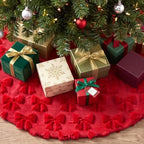 Civaner 48in Red Bow Christmas Tree Skirt Faux Fur - Image 5