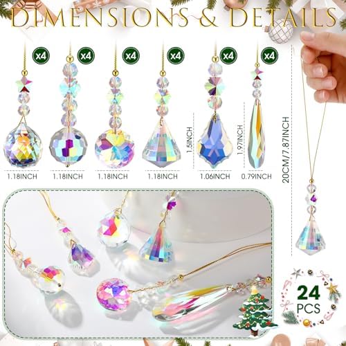 Landical 24 Pcs Crystal Christmas Ornaments Hanging,AB Color - Image 2
