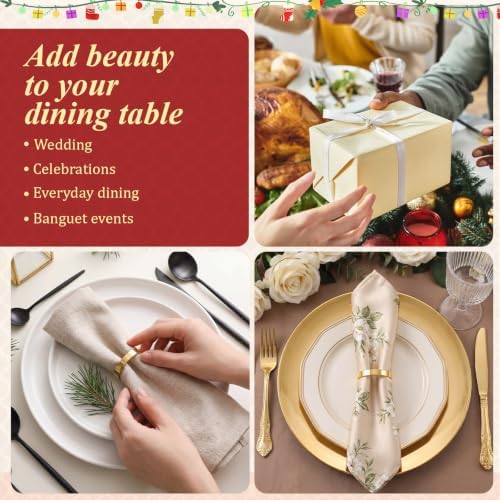 WILLBOND 50 Pcs Gold Napkin Rings Bulk Christmas Round Napkin Ring Holders Metal Buckle for Cloth Holiday Dinners Wedding Adornment Home Decorations Party Supplies - Image 6