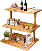 Upgraded Countertop Coffee Station Organizer, 3 Tier Wooden Shelf for Coffee Bar Accessories, Condiment Storage Caddy for Kitchen, Display Rack for Cupcake Tea Cups Kitchen Office by Dovesail